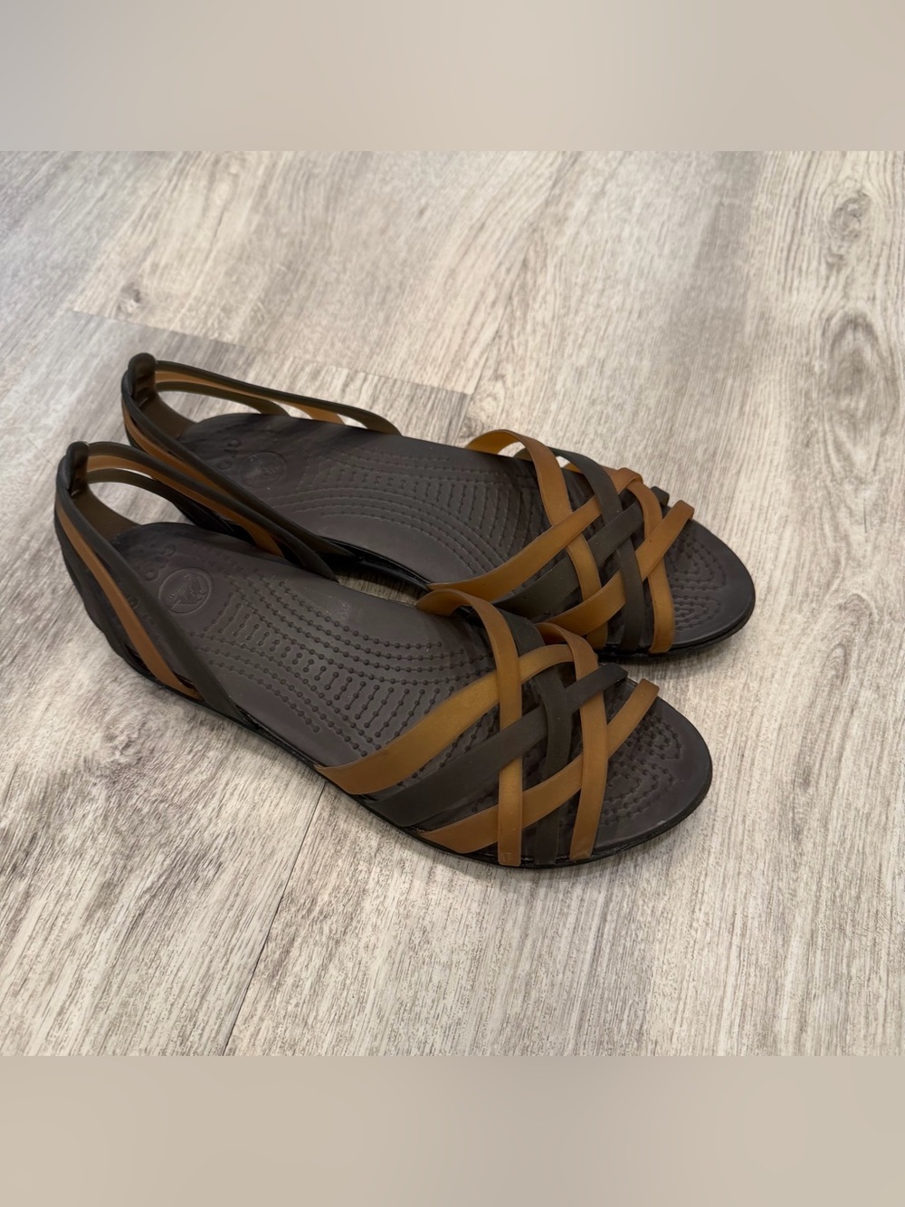 Crocs Brown Strappy Slingback Sandals Size 8 Comfort Casual